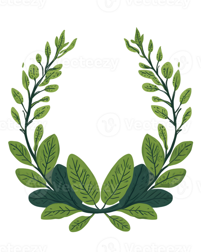 Green Leaf Wreath on Transparent Background png