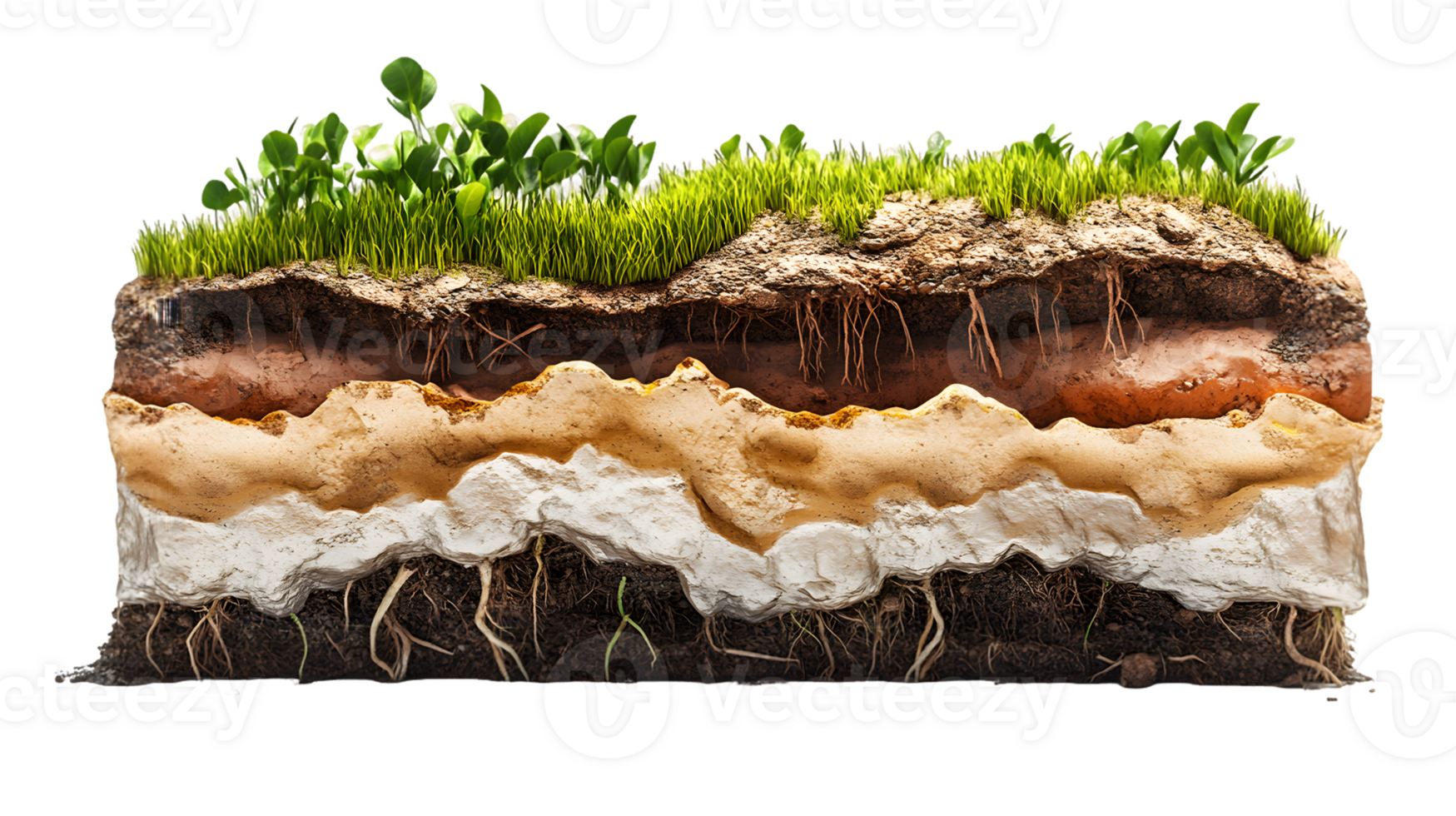 Detailed Soil Layers Cross Section with Plants png