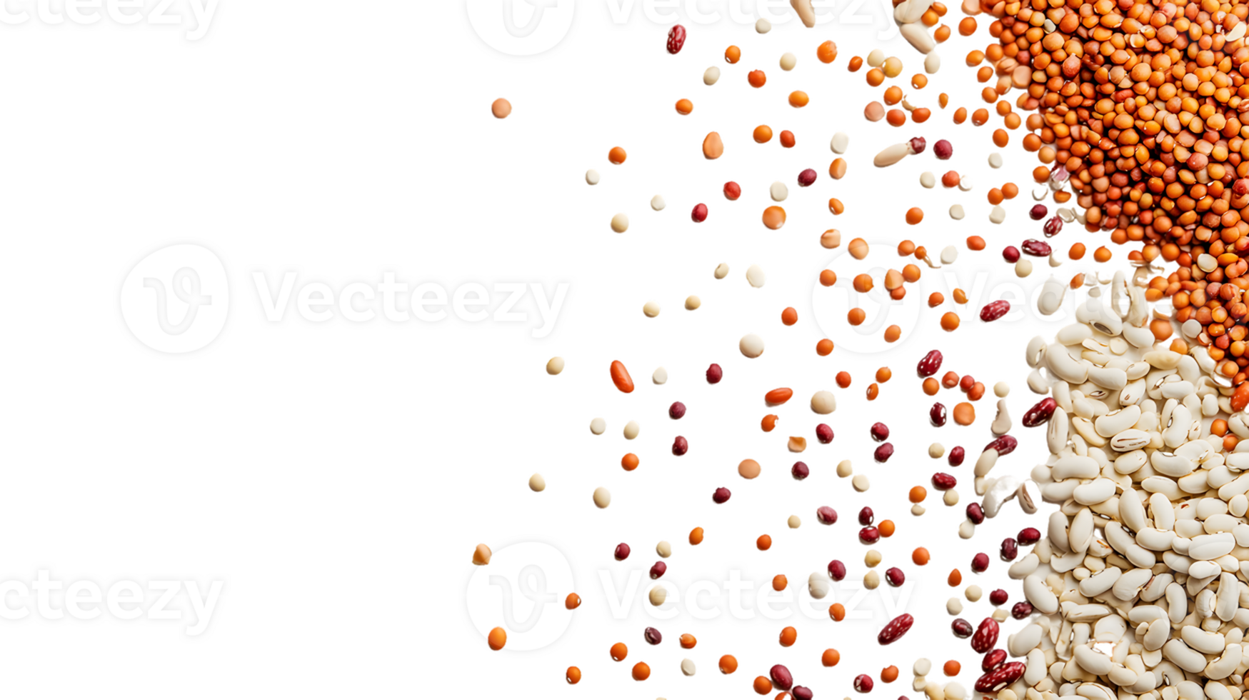 Red Orange White Grains Falling on Transparent Background png