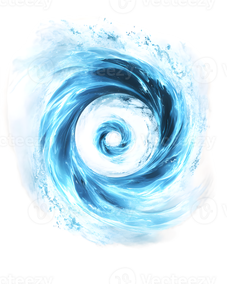 Abstract Blue and White Swirling Vortex on Transparent Background png