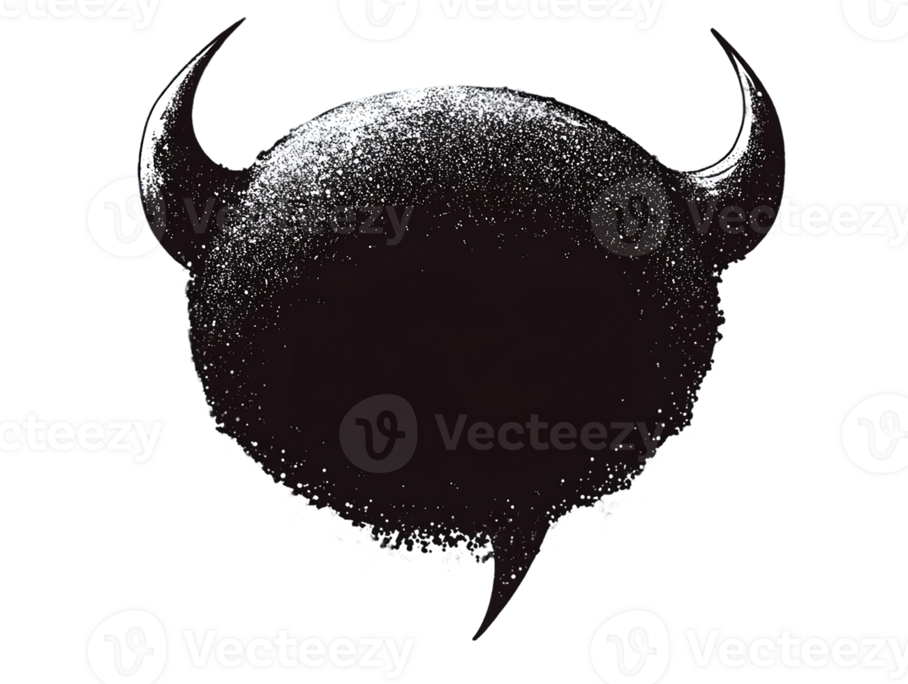 Abstract Dark Speech Bubble with Horns and Speckles png