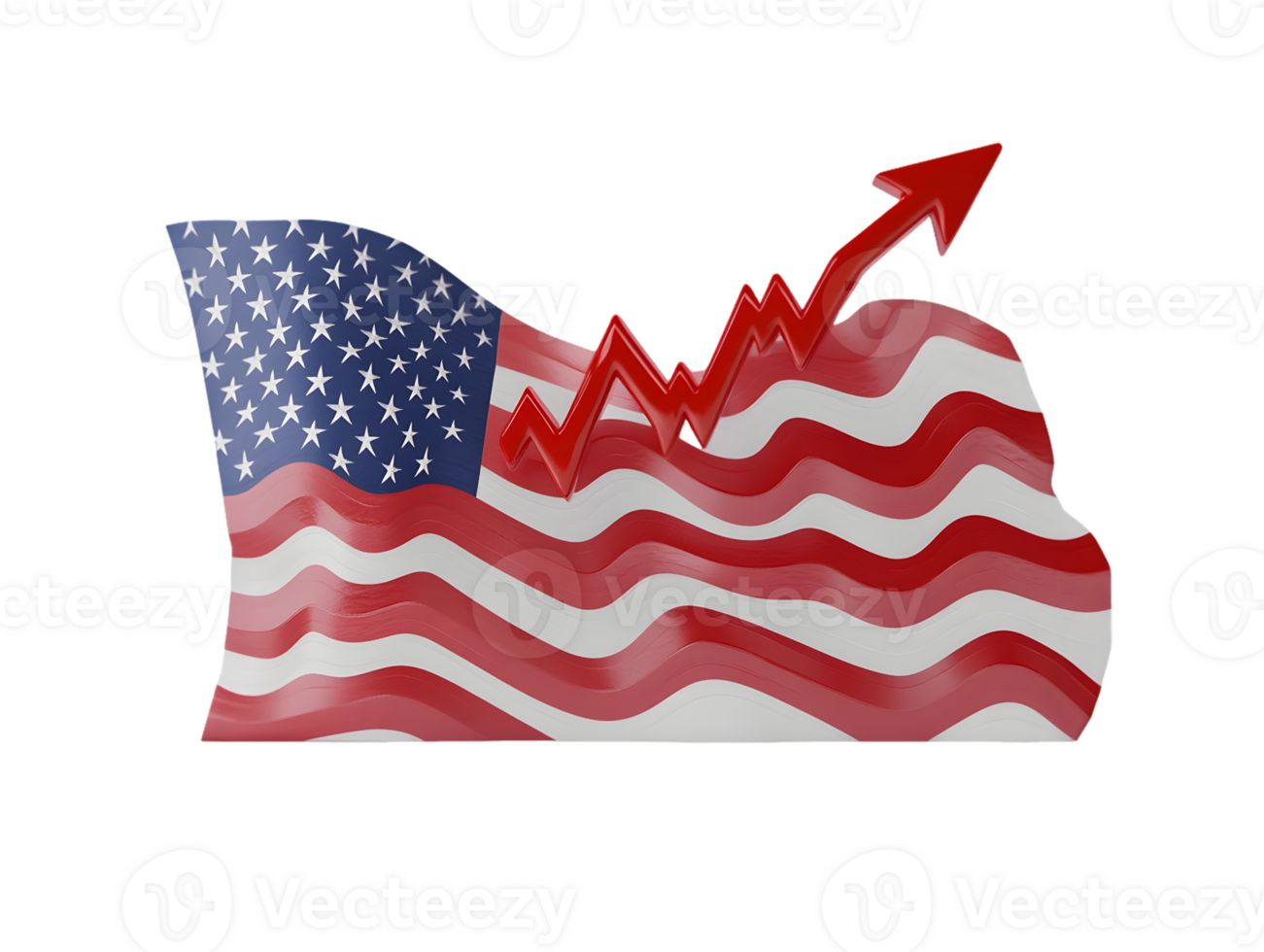 American Flag with Upward Trending Red Arrow png