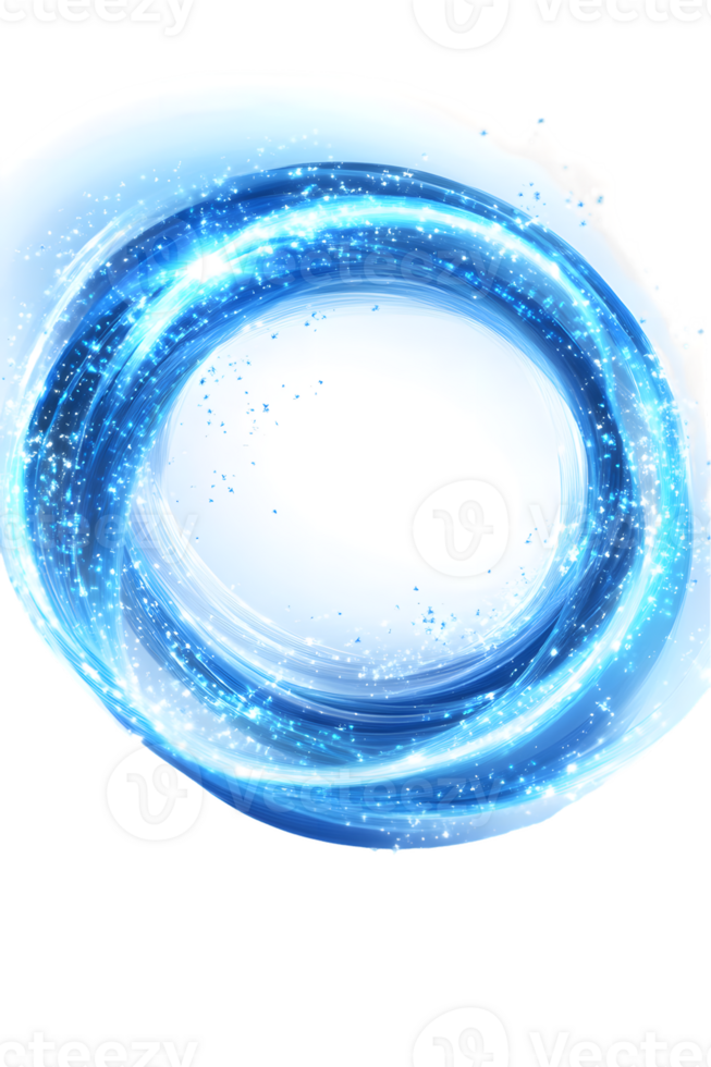 Abstract Swirling Blue Light Circle with Sparkles png
