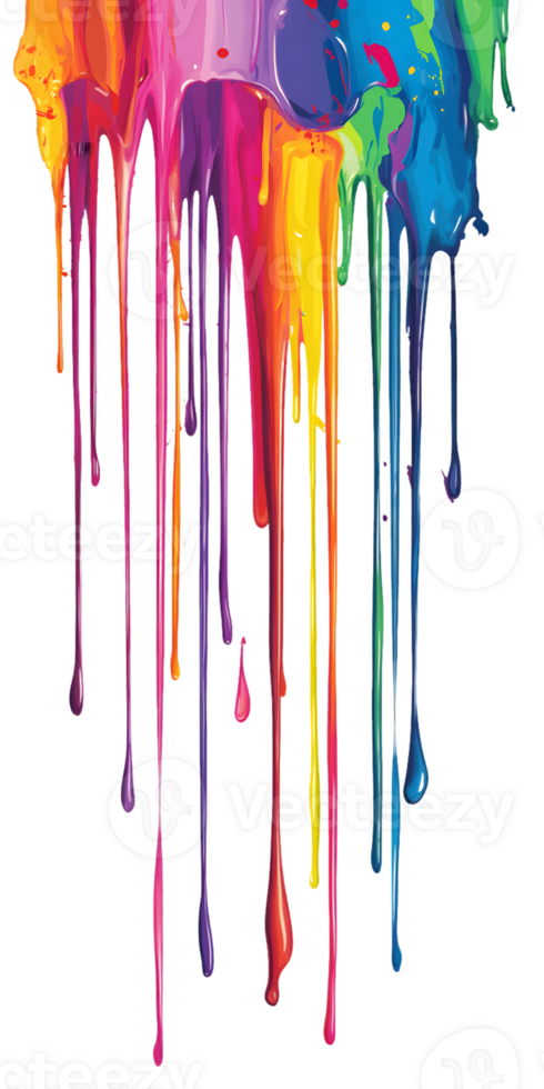 Multicolor Paint Drips on a Transparent Background png