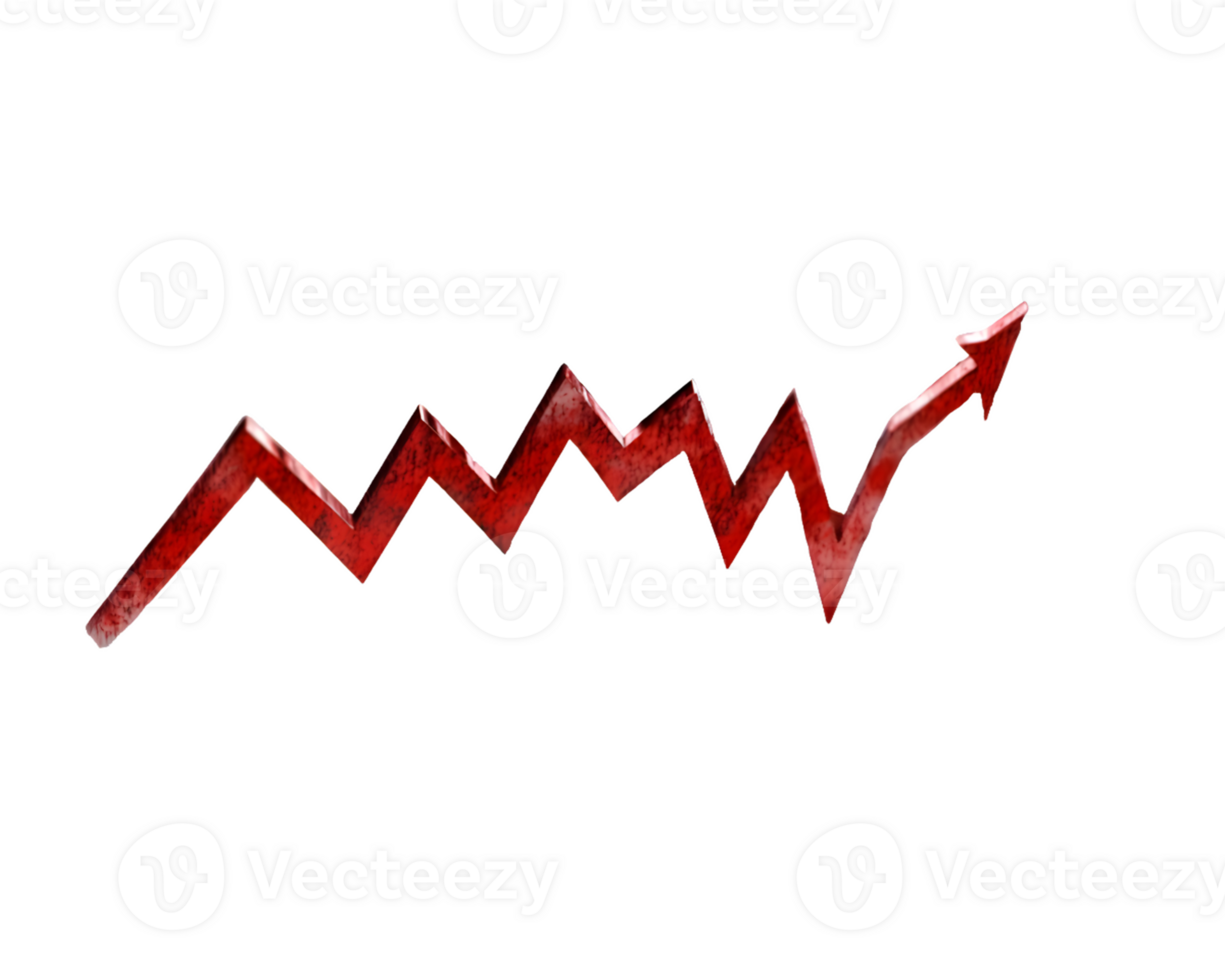 Red Zigzag Arrow Graph on Transparent Background png