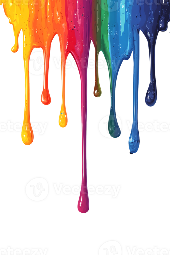 Rainbow Paint Drips on Transparent Background png