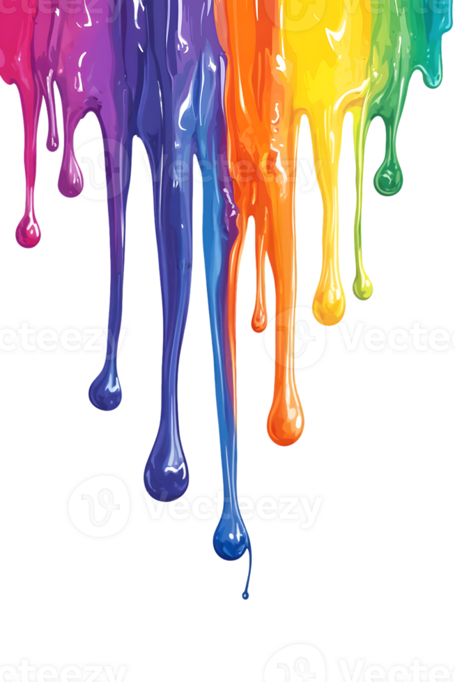 Rainbow Paint Drips on a Transparent Background png