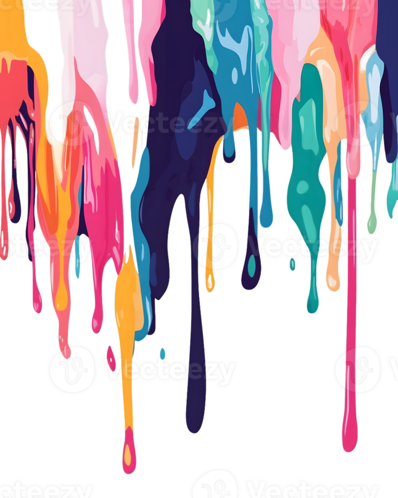 Multicolor Paint Drips on Transparent Background png