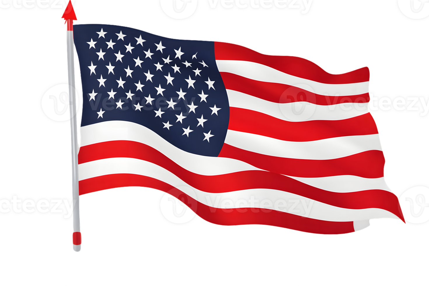 Waving American Flag on Transparent Background png