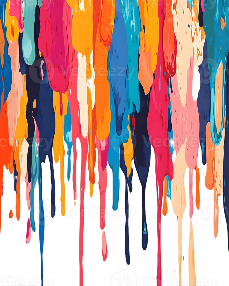 Vibrant Colorful Paint Drips on Transparent Background png