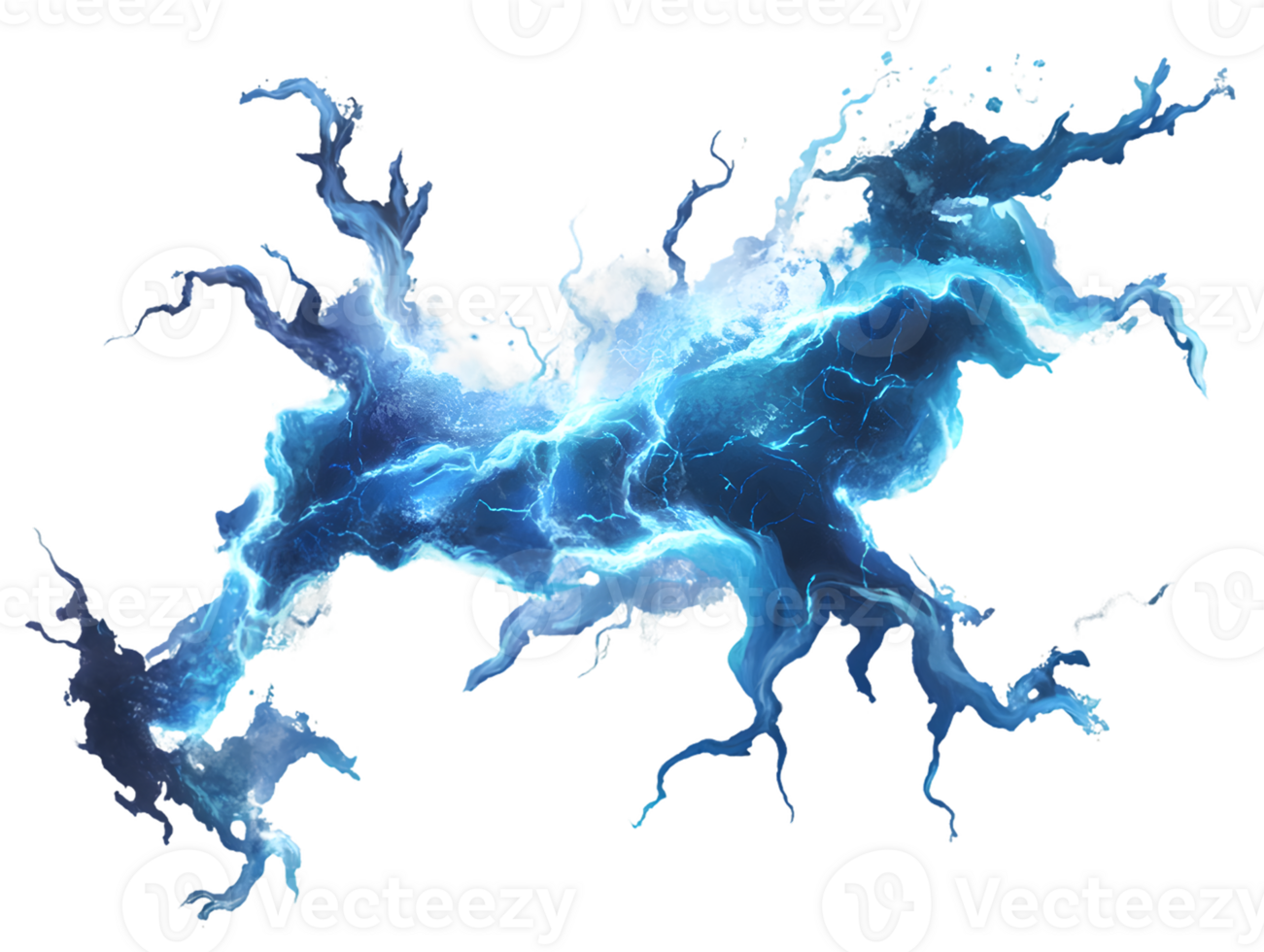 Abstract Blue and White Liquid Splash on Transparent Background png