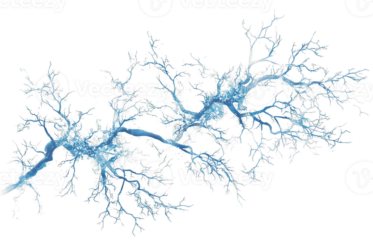 Abstract Blue and White Branching Network on Transparent Background png