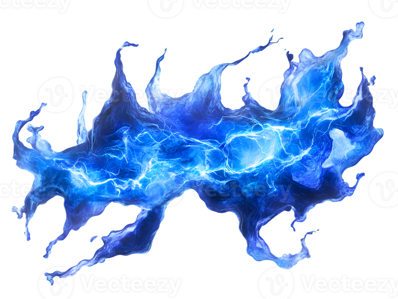 Abstract Blue Energy Splash on Transparent Background png