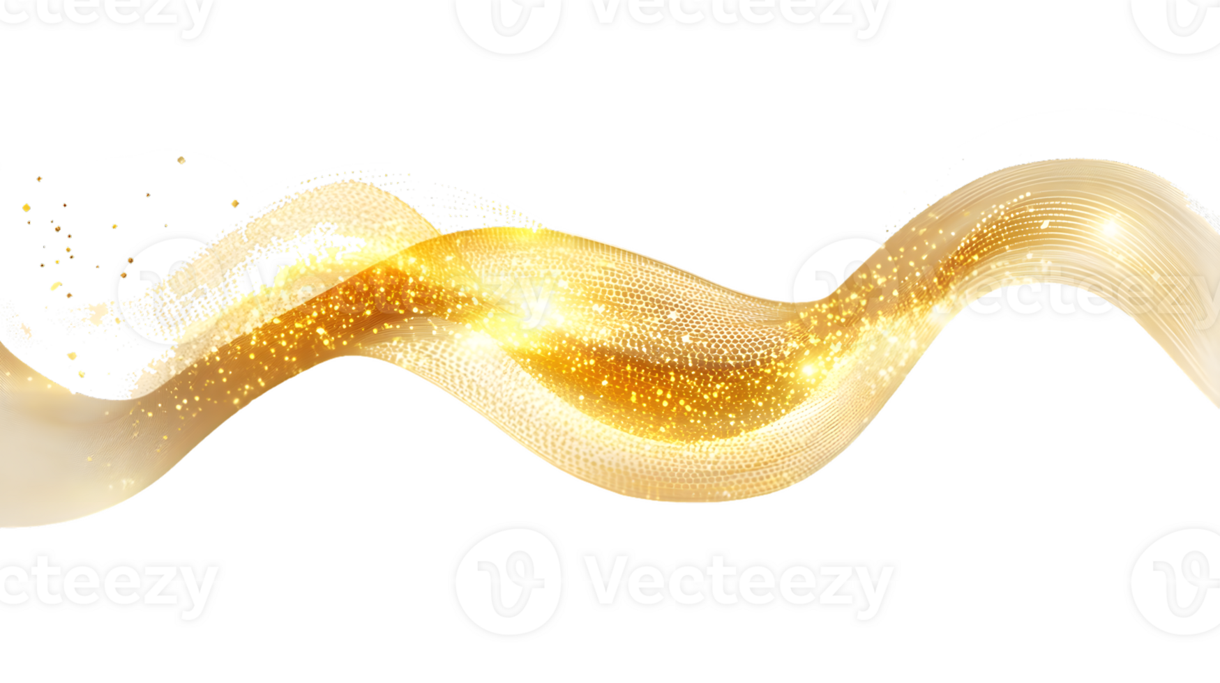 Abstract Gold Sparkling Wave on Transparent Background png