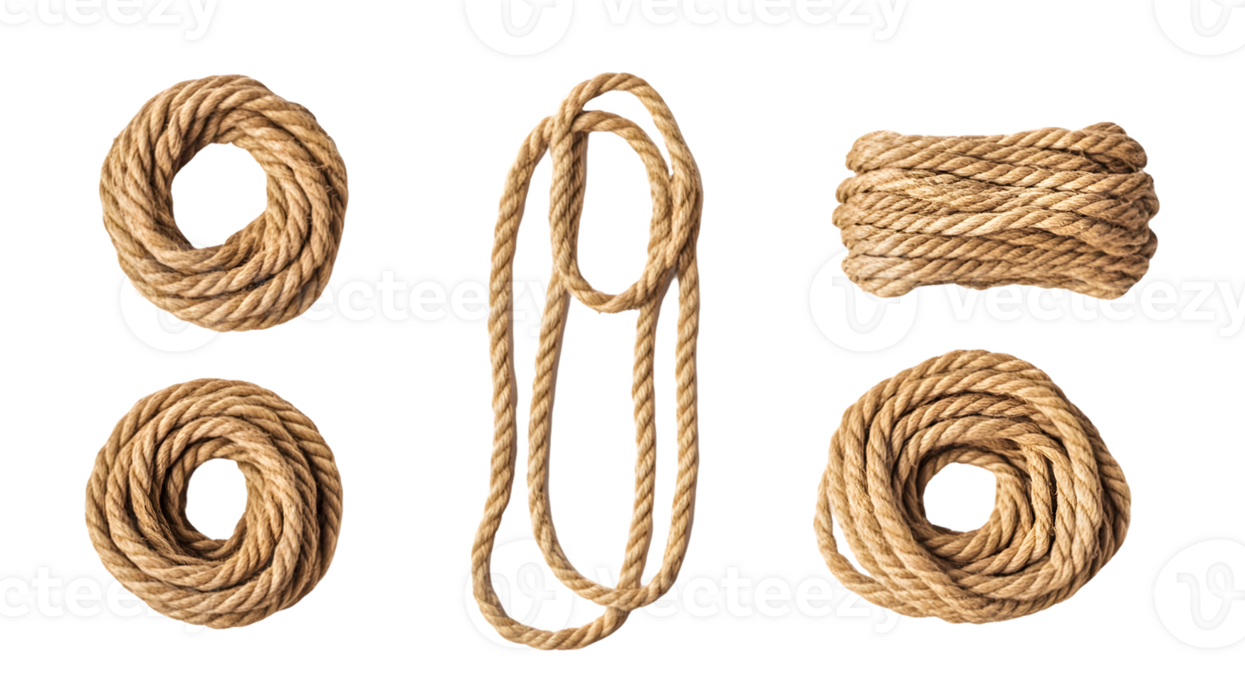 Beige Hemp Ropes Collection on Transparent Background png