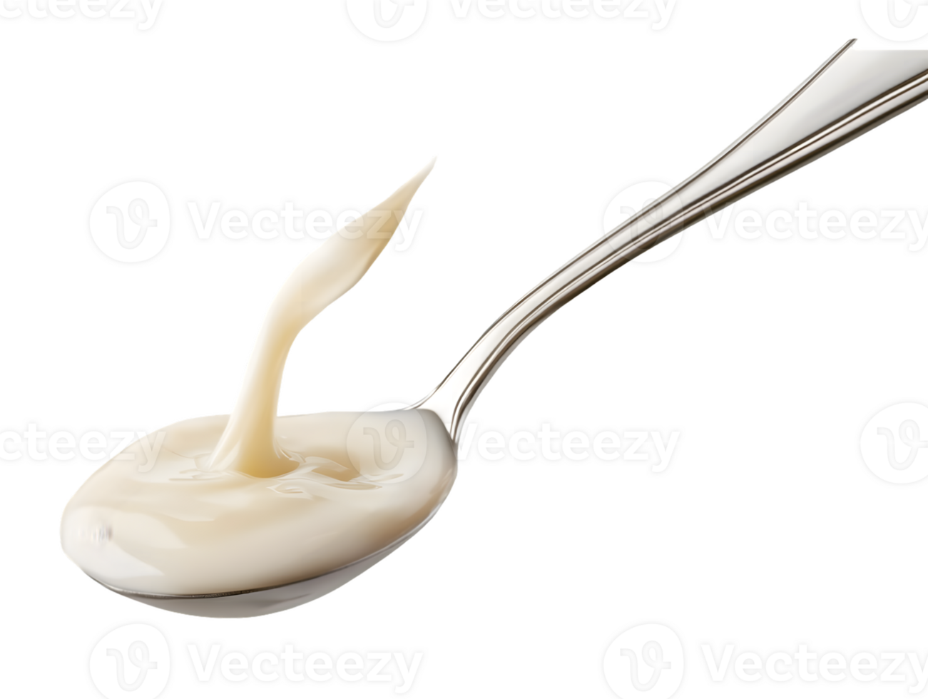 Close-Up of Creamy Substance on Silver Spoon Against Transparent Background png