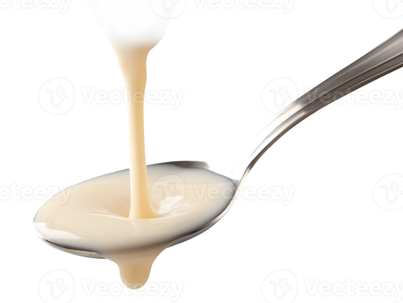 Creamy Liquid Pouring from a Spoon on Transparent Background png