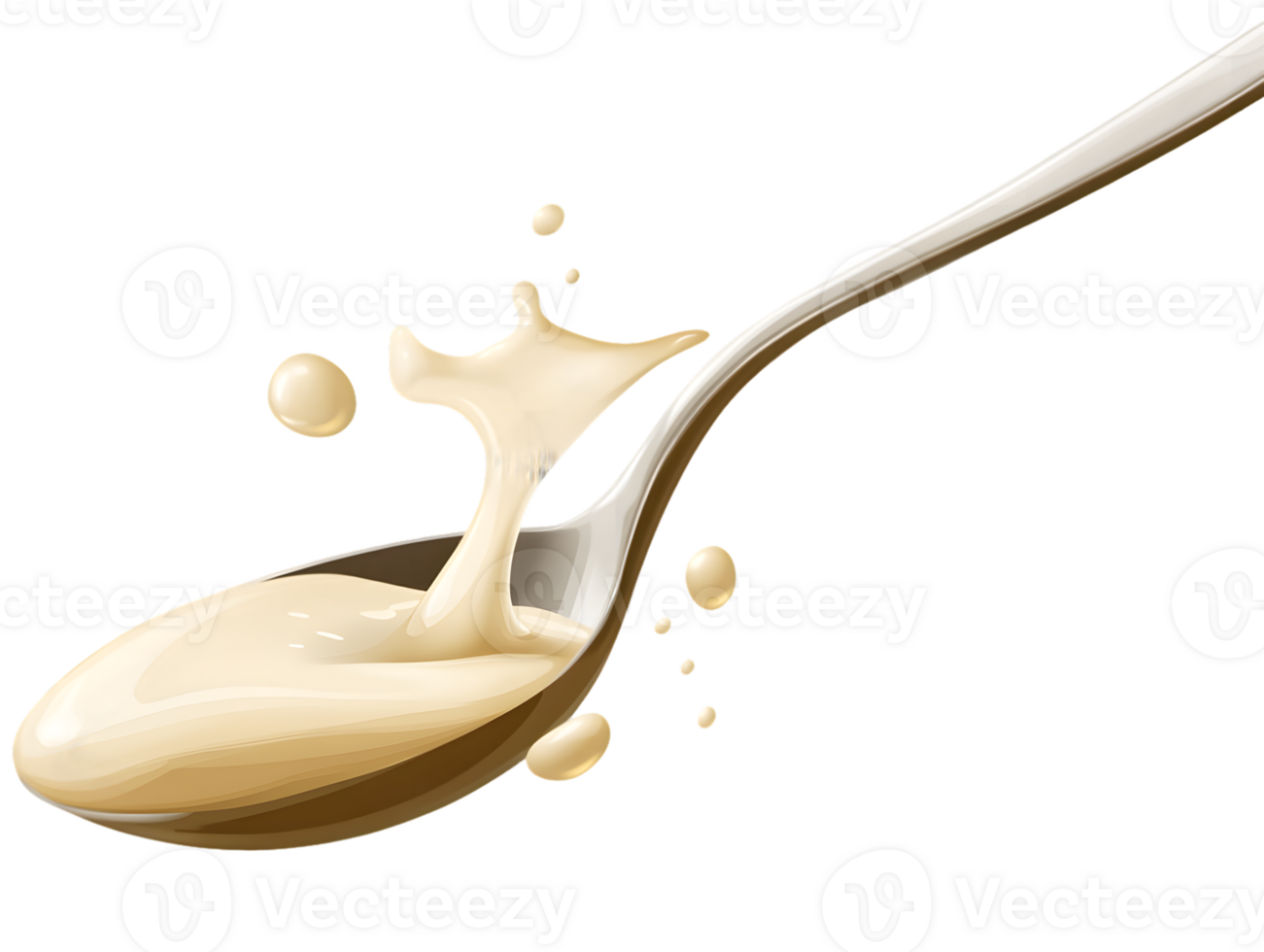 Creamy Liquid Splashing from Spoon on Transparent Background png