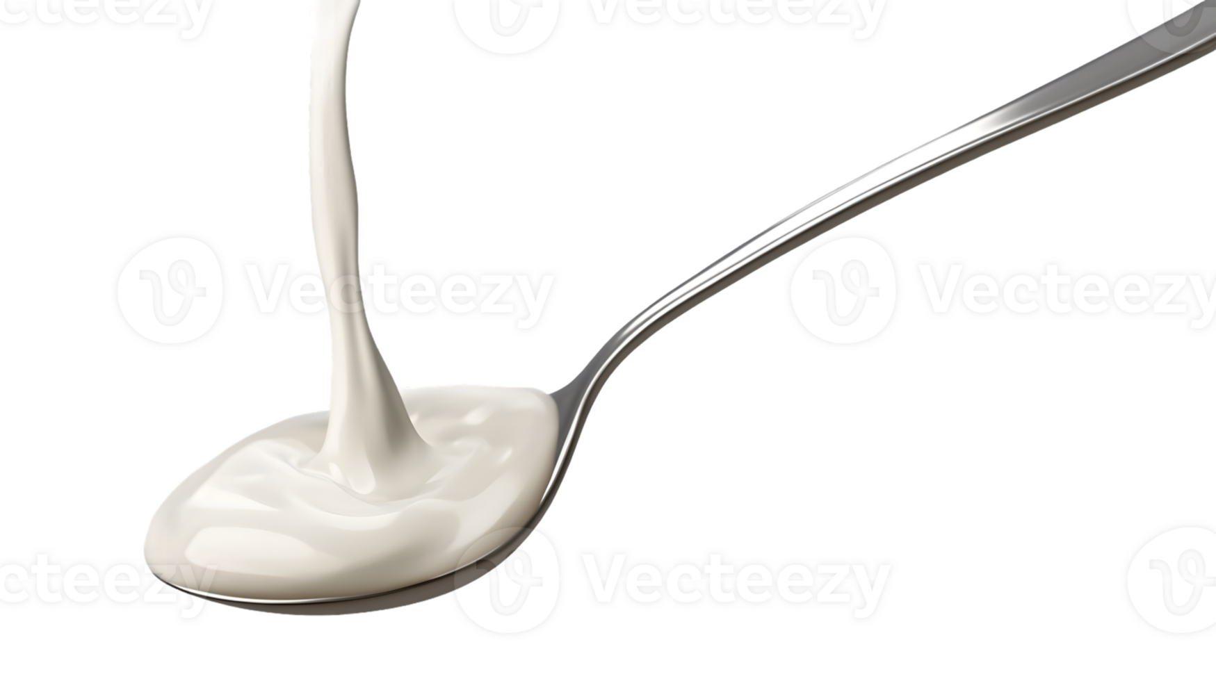 Creamy Liquid Pouring onto a Silver Spoon png