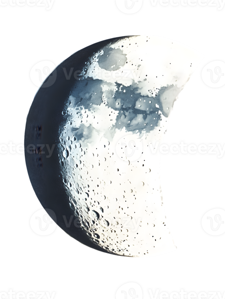 Crescent Moon with Textured Surface on Transparent Background png