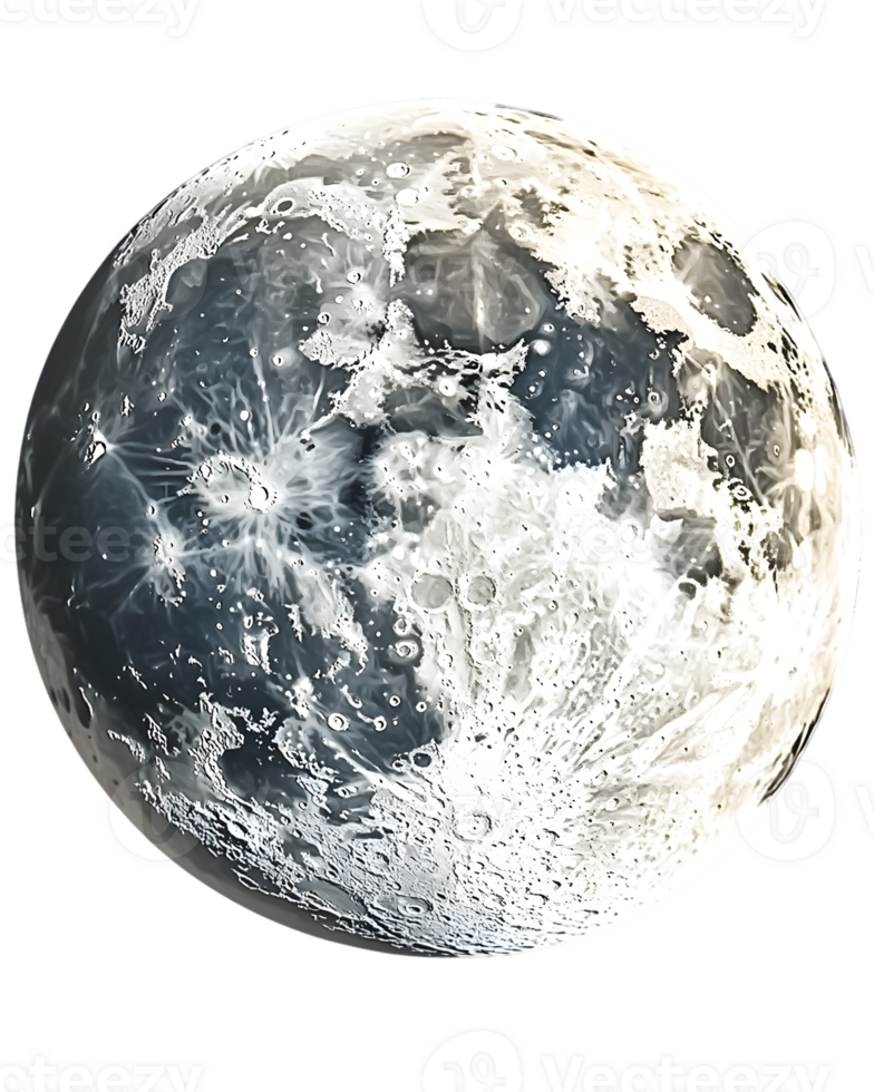 Detailed Full Moon on Transparent Background png