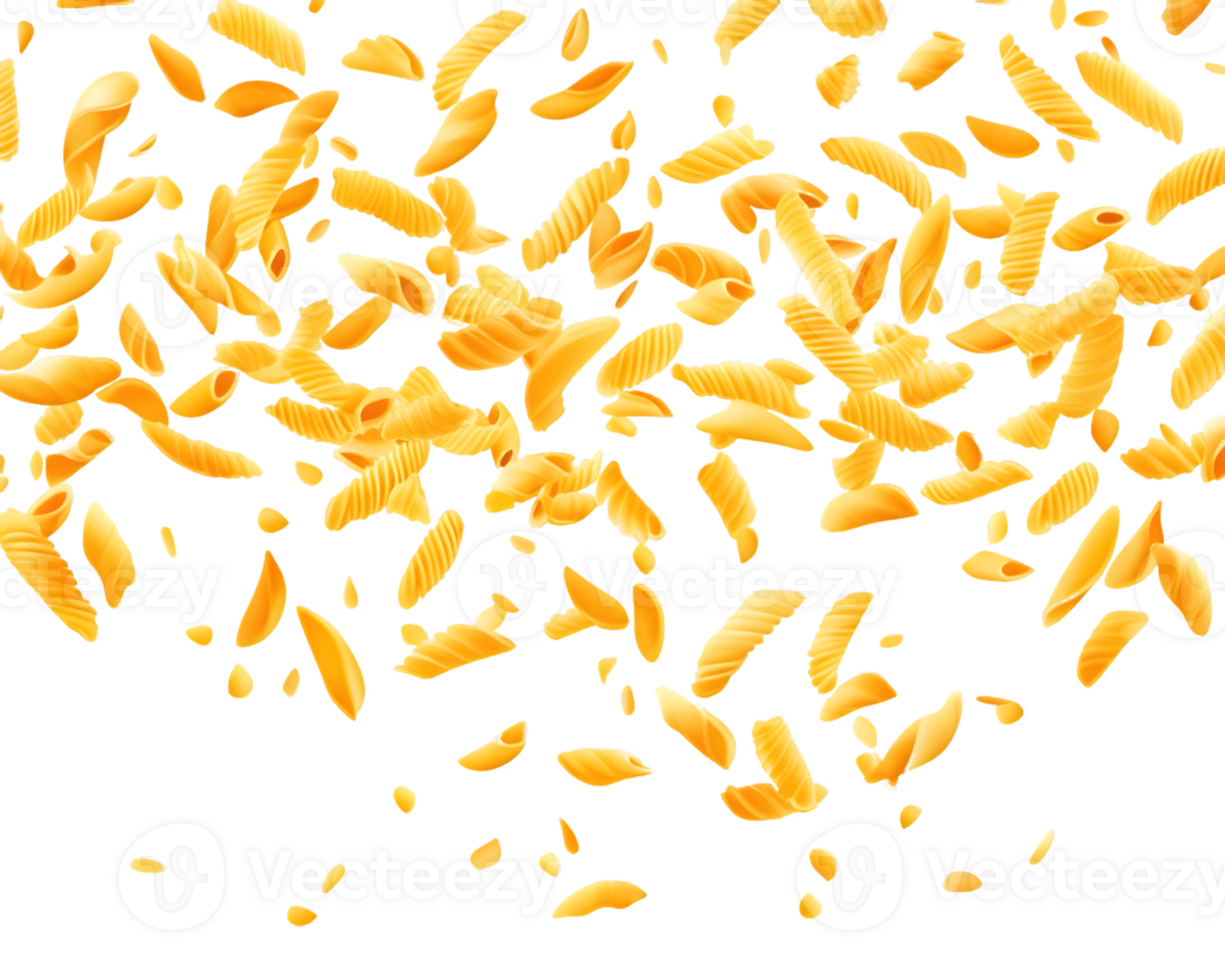 Falling Golden Yellow Pasta Piece on Transparent Background png