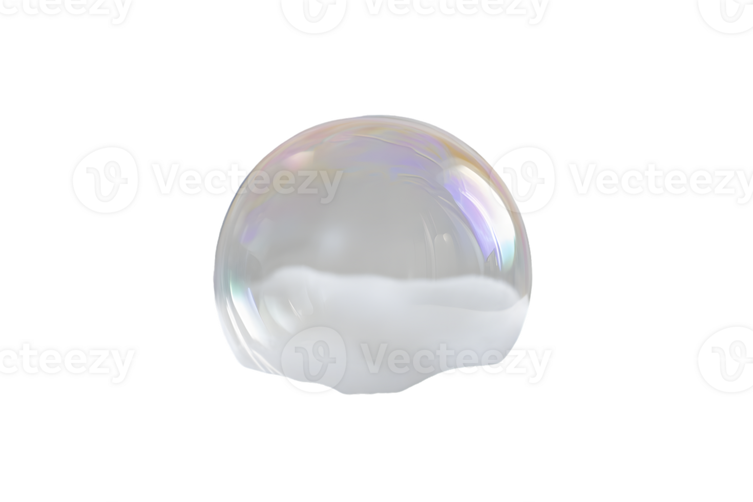 Iridescent Bubble with White Foam on Transparent Background png