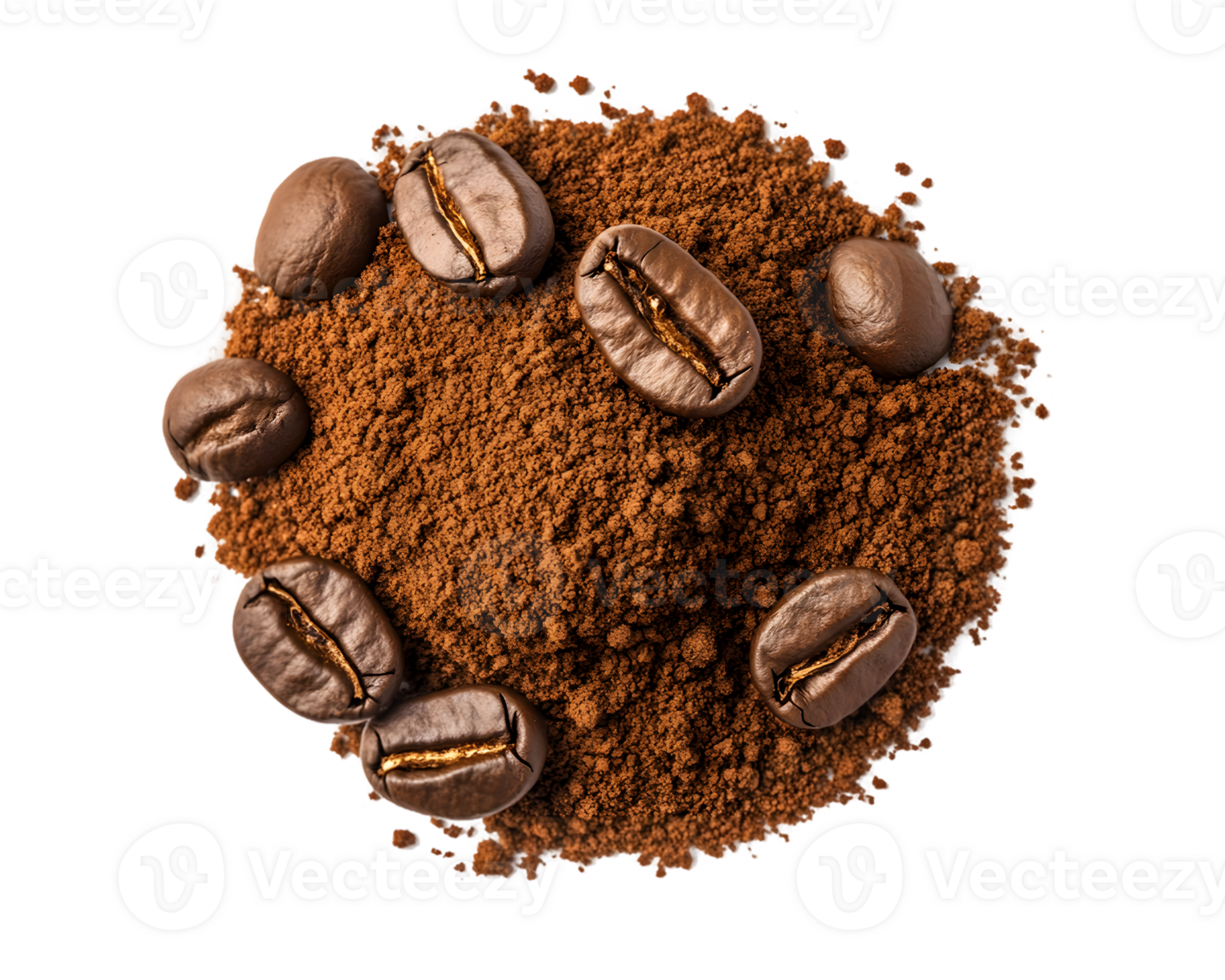 Ground Coffee Roasted Beans on Transparent Background png
