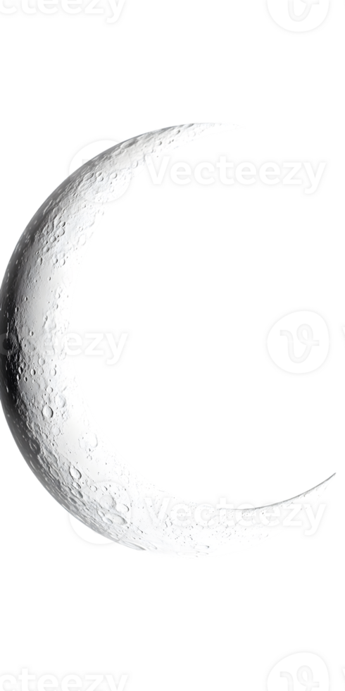 Textured White Crescent Moon on Transparent Background png