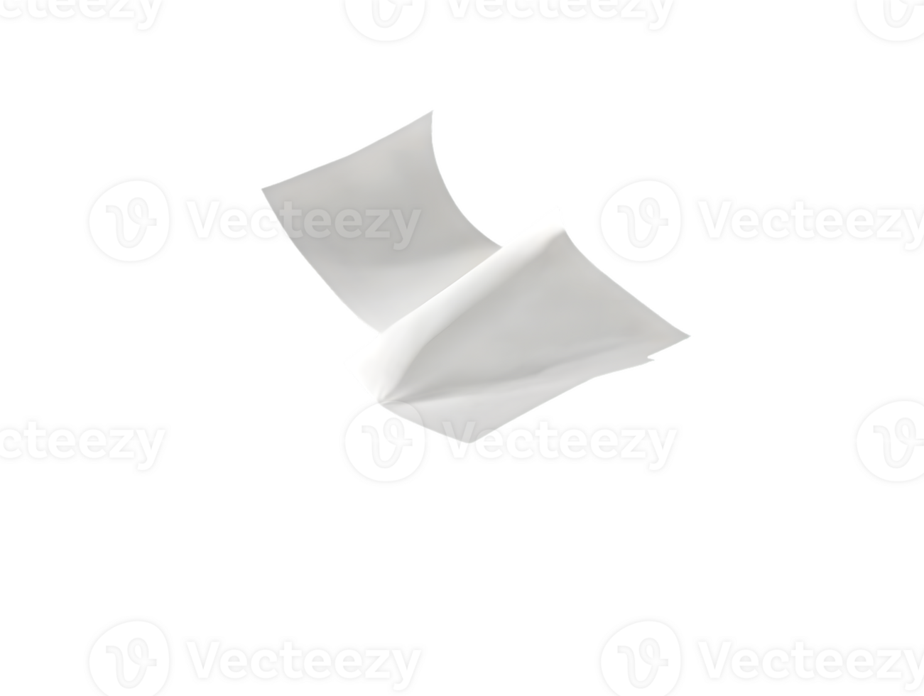 White Paper Fluttering on Transparent Background png