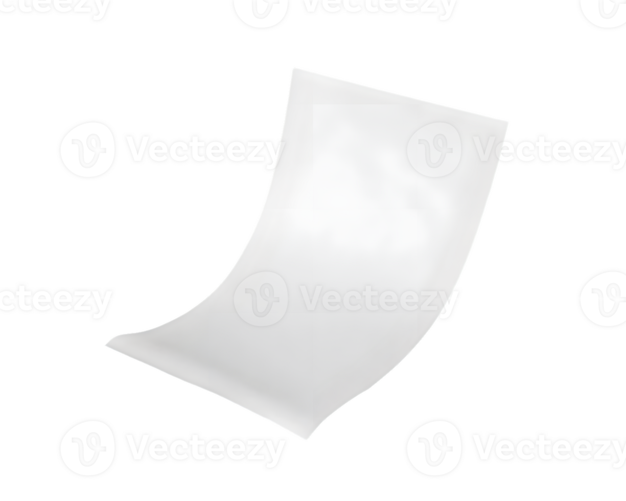 White Paper Mockup Curved, Blank Sheet on Transparent Background png