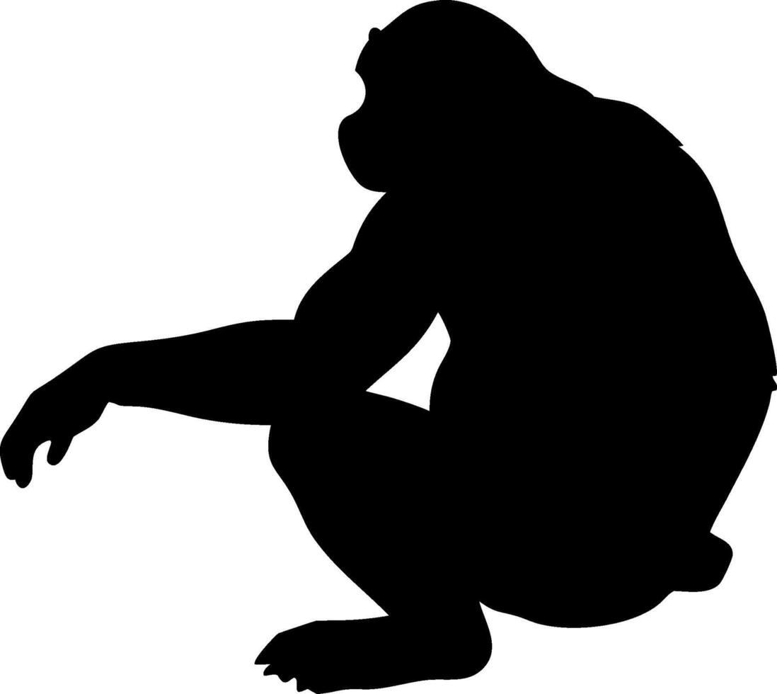 Chimpanzee Silhouette Sitting in Minimalist Style for Creative Design vector