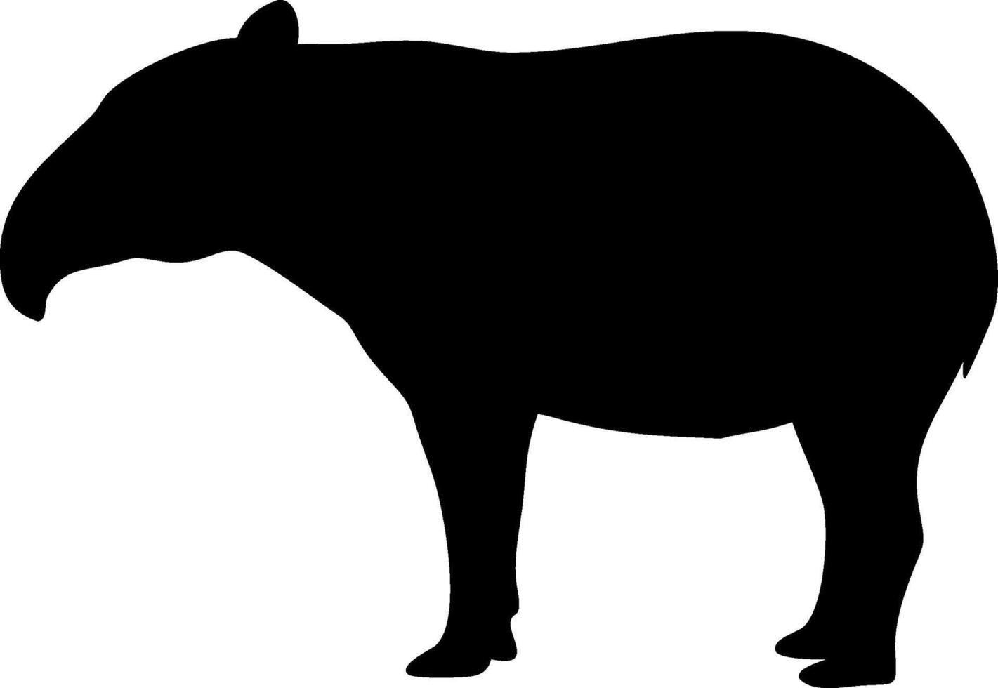 Tapir Silhouette Illustration of a Wild Animal in a Simple and Minimalistic Style for Logos Designs vector