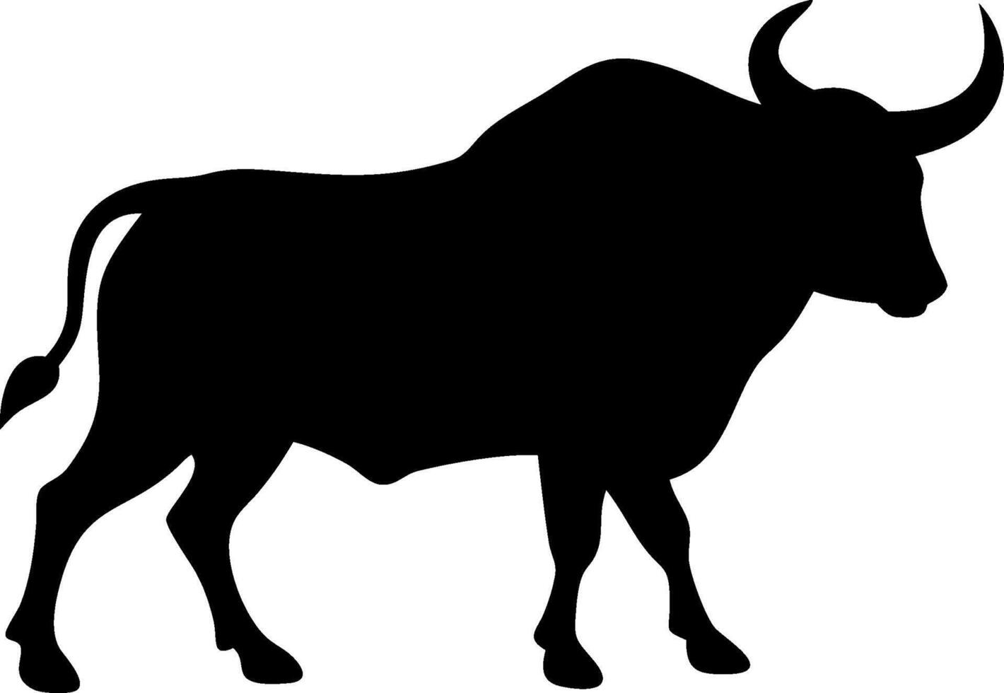 Powerful Buffalo Silhouette Design of a Strong Wild Animal Standing with Perfect vector