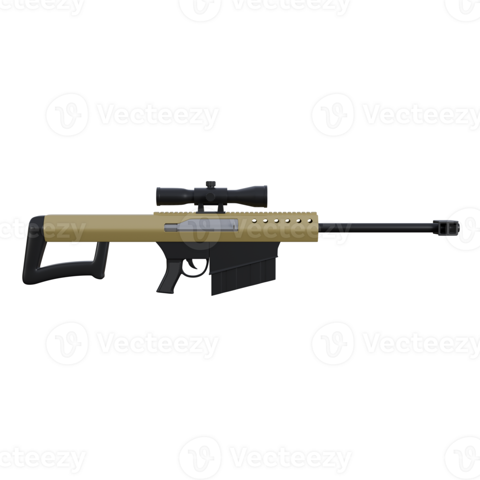 Tactical Barrett M82 Sniper Rifle 3D Illustration for Long Range Shooting. png