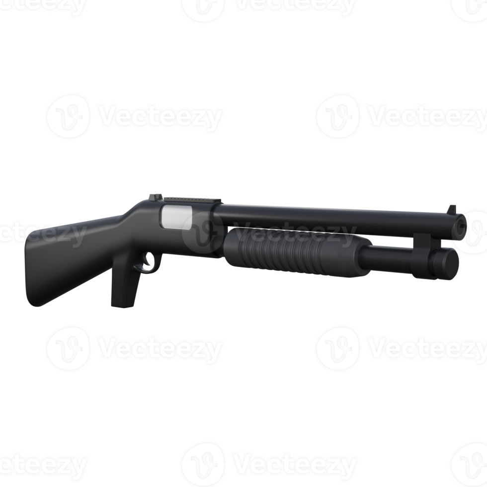 3d illustration of a black shotgun, tactical black shotgun with a modern design, erfect for military and action visuals. png