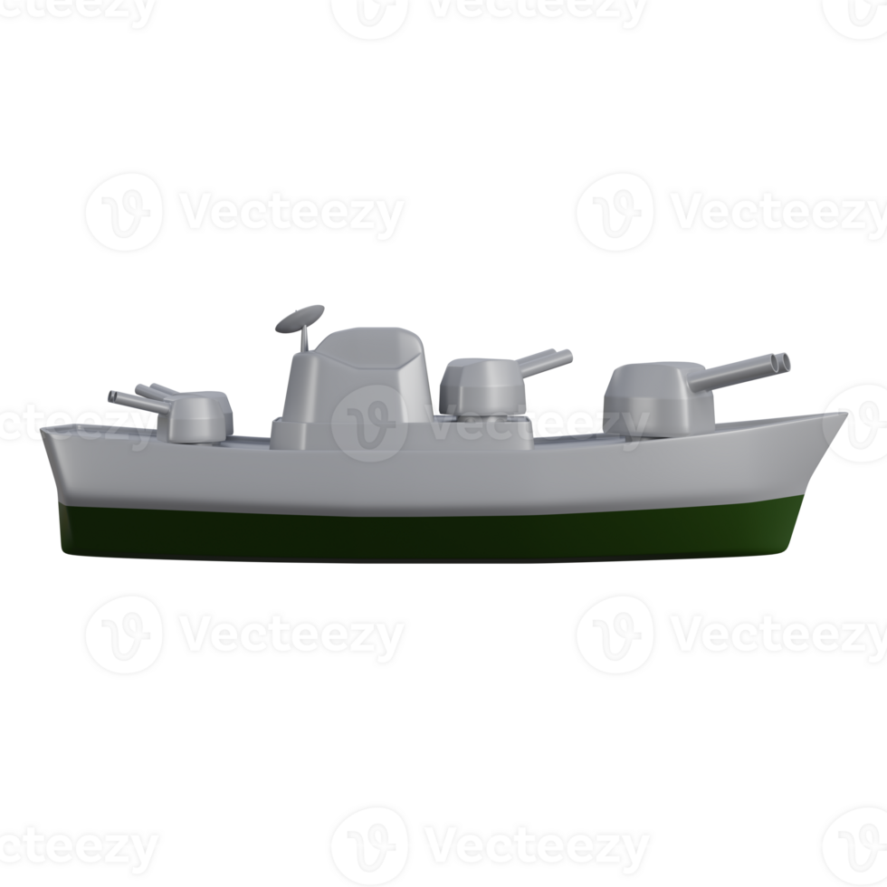 3d illustration of war ship or military ship, 3D warship illustrations featuring advanced weaponry, armored hulls, perfect for naval and military-themed projects png