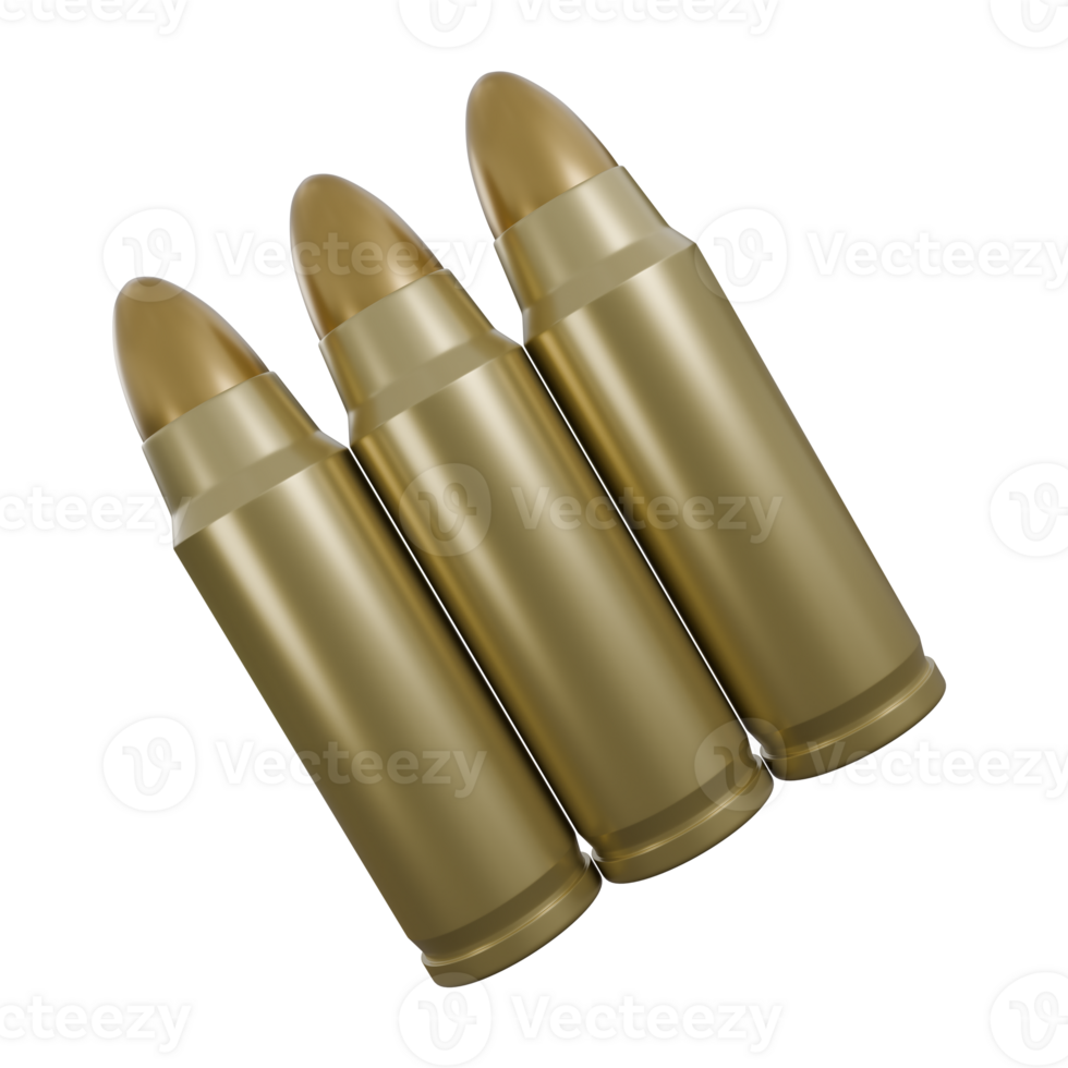 3d illustration of multiple bullet or ammo with gold color, it looks like tin or brass, Precision Ammunition with Realistic Design png