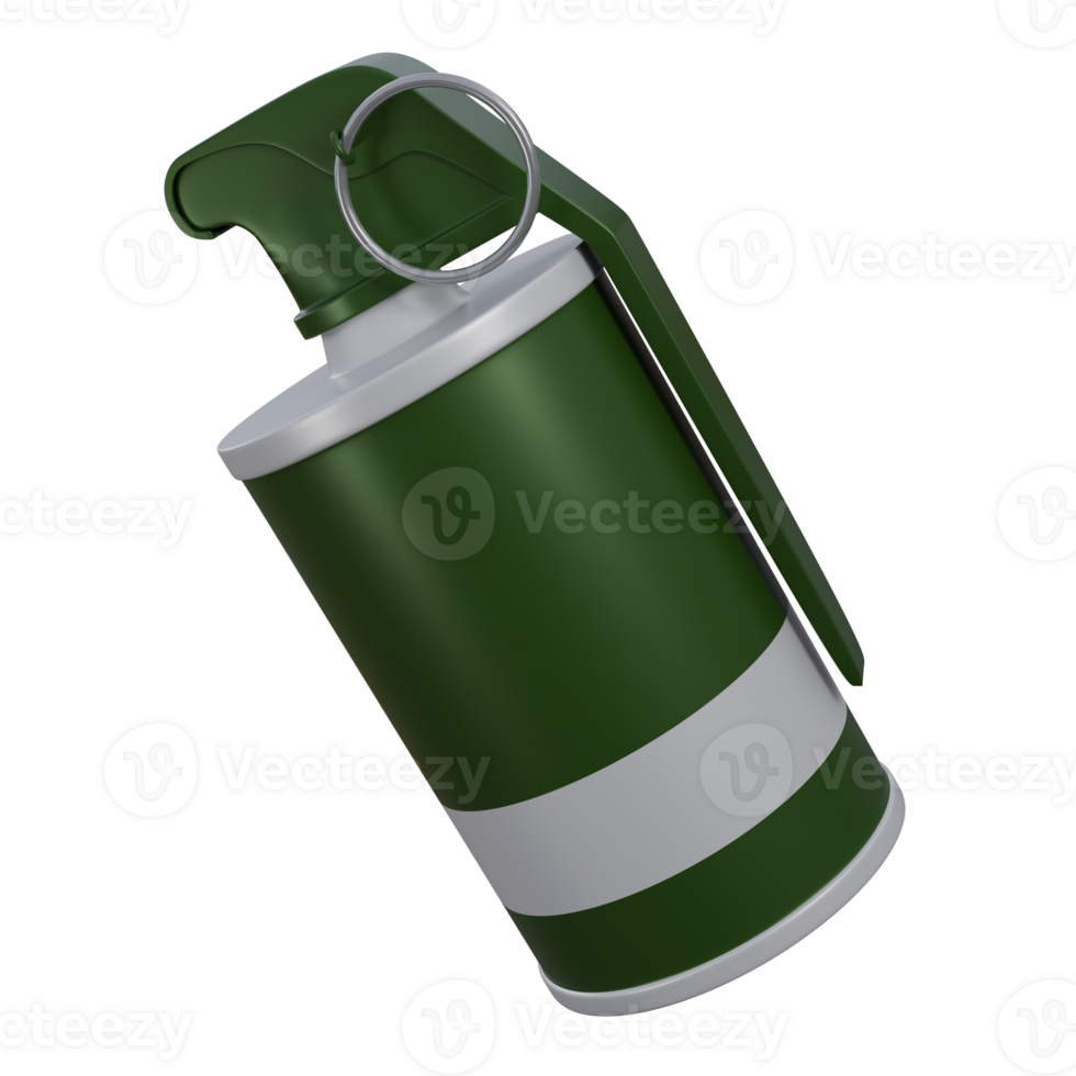 3D illustration of a green and white smoke grenade, featuring vibrant a realistic tactical design, ideal for military, strategy, and action-themed visuals png