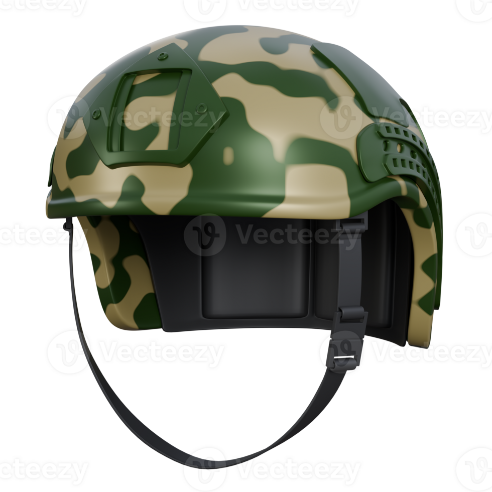 Tactical Soldier Helmet 3D Illustration with Camouflage for Battlefield Use. png