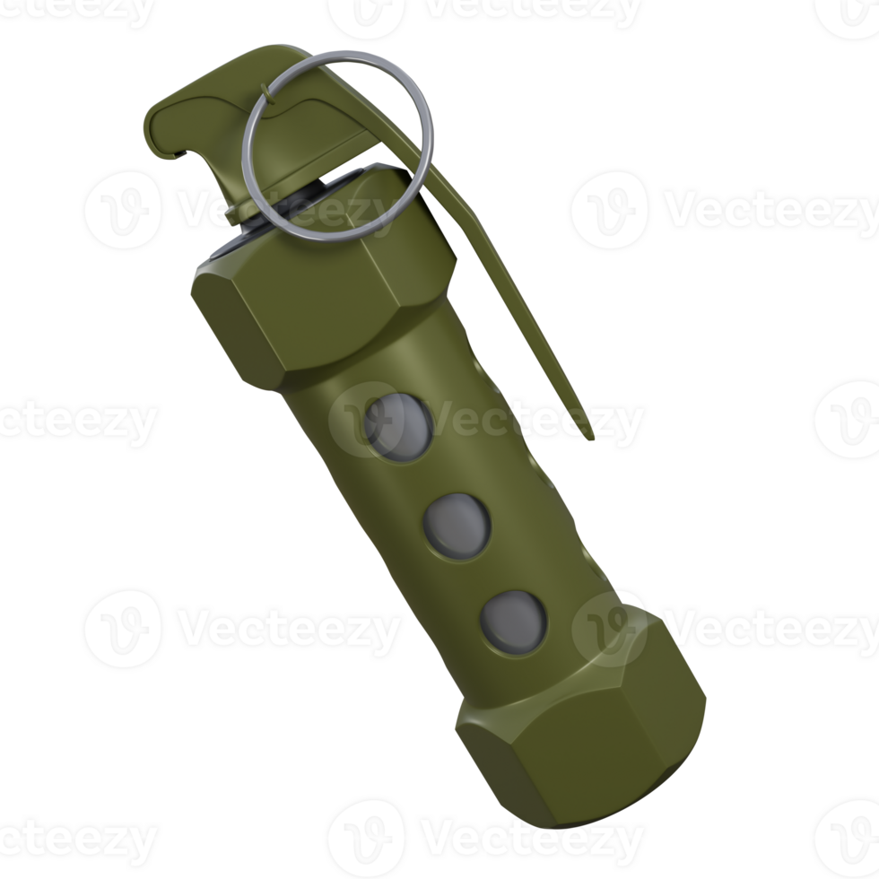 3d illustration of flashbang grenade with dark olive green and silver color png