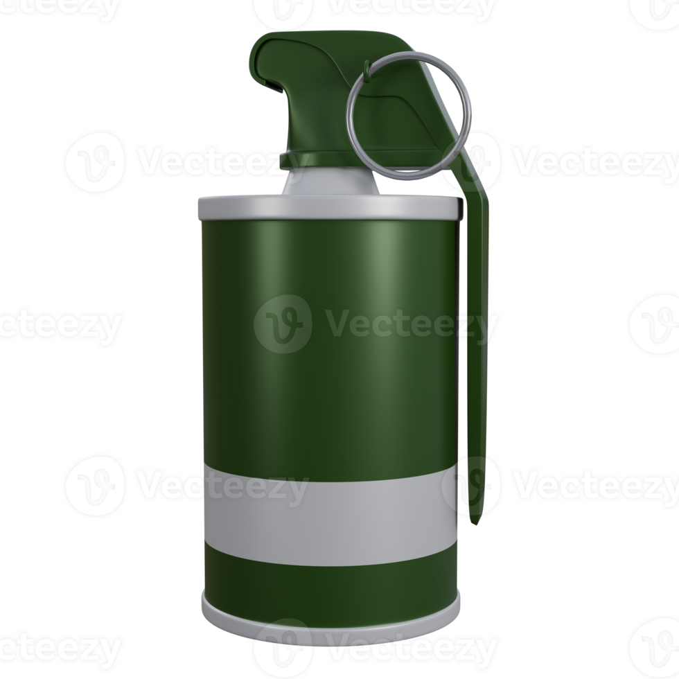 3D render of a green and white smoke grenade, featuring vibrant a realistic tactical design, ideal for military, strategy, and action-themed visuals png