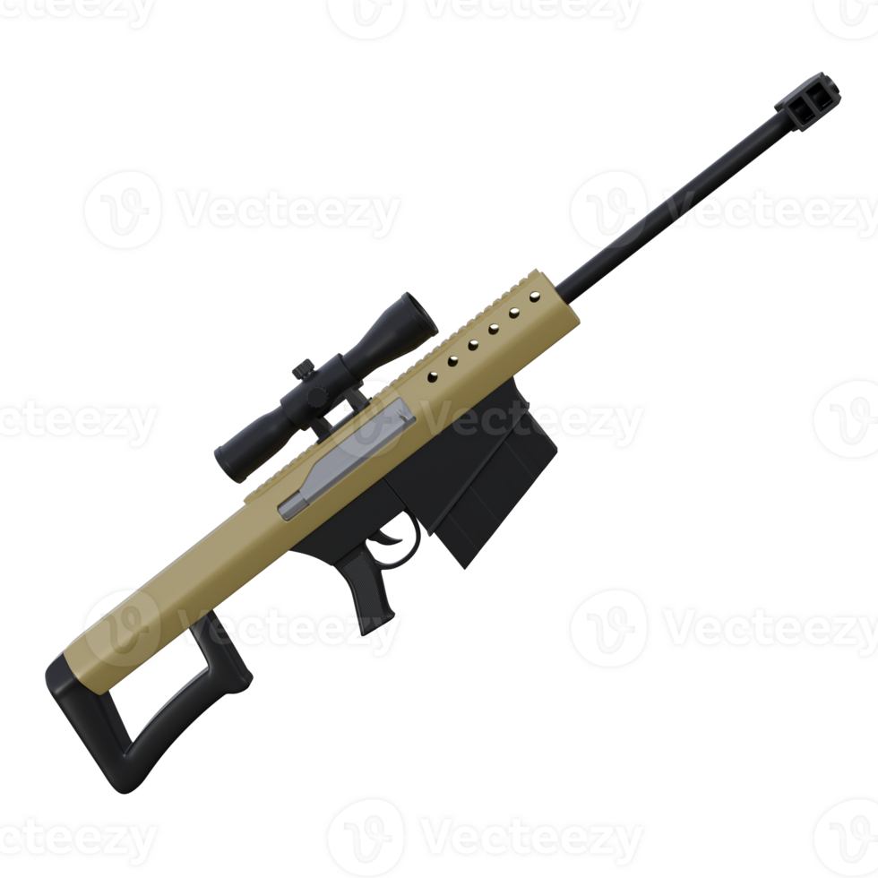 Tactical Barrett M82 Sniper Rifle 3D Illustration for Long Range Shooting, It is perfect for military theme png