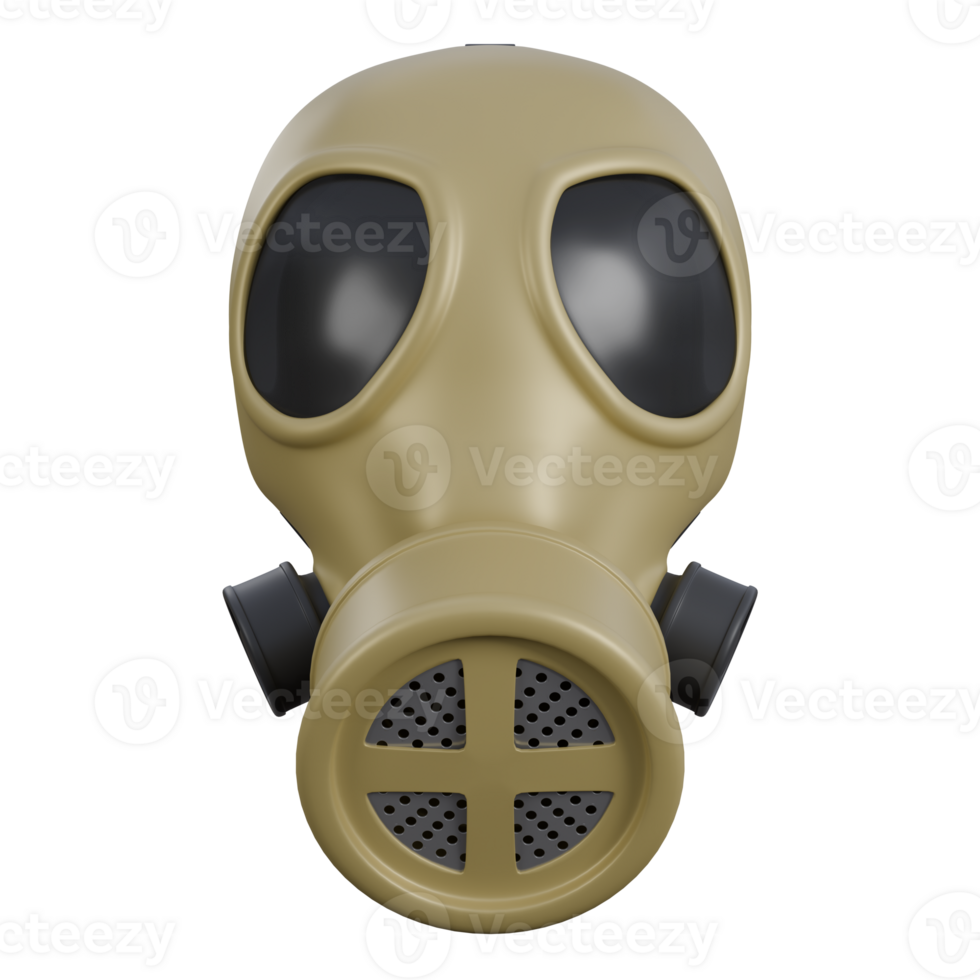 Hazardous Environment Survival Gear Featuring a Military Gas Mask 3D, 3d illustration of gas mask with brown and black, gask mask with glasses png