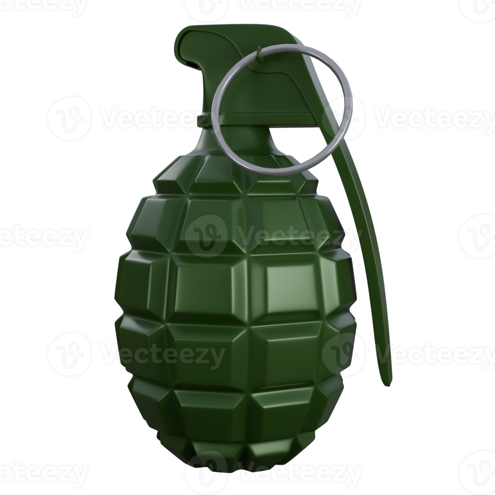 3d illustration of pineapple grenade, Iconic MK2 pineapple grenade with rugged texture, tactical details, and combat realism, perfect for military-themed visuals png