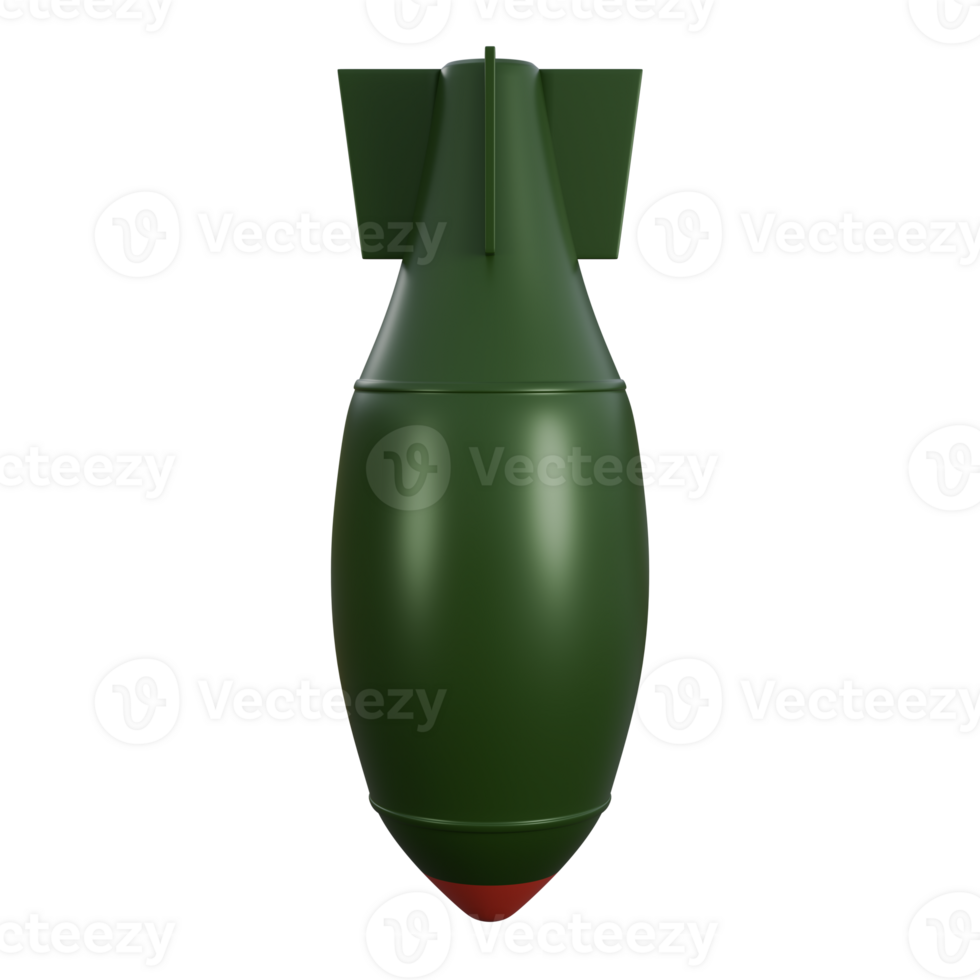3d illustration of atomic bomb with green color and red, 3d nuclear bomb, it is perfect for military theme png