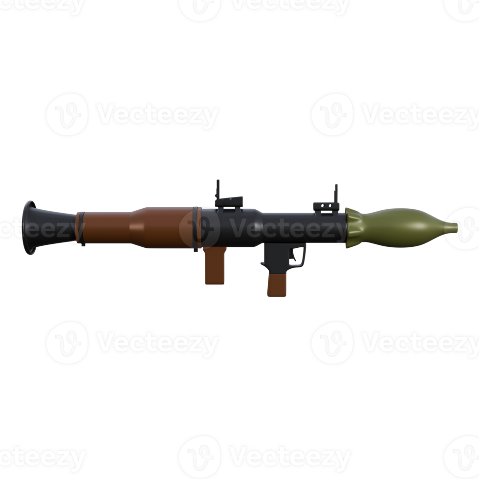 3d illustration of RPG-7, Powerful RPG-7 rocket launcher with rugged design, battlefield realism, and explosive impact, perfect for military visuals png