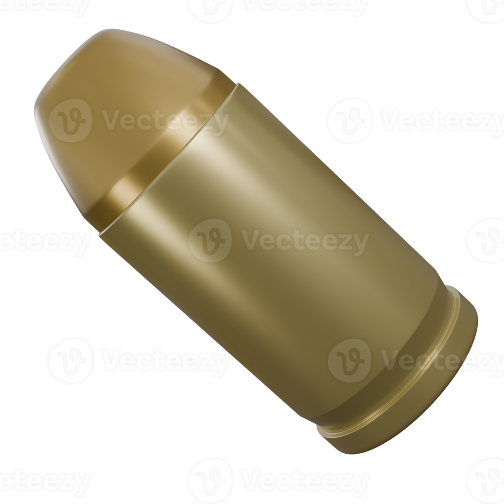 3d illustration of weapon bullet or ammo with gold color, it looks like tin or brass, Precision Ammunition with Realistic Design png