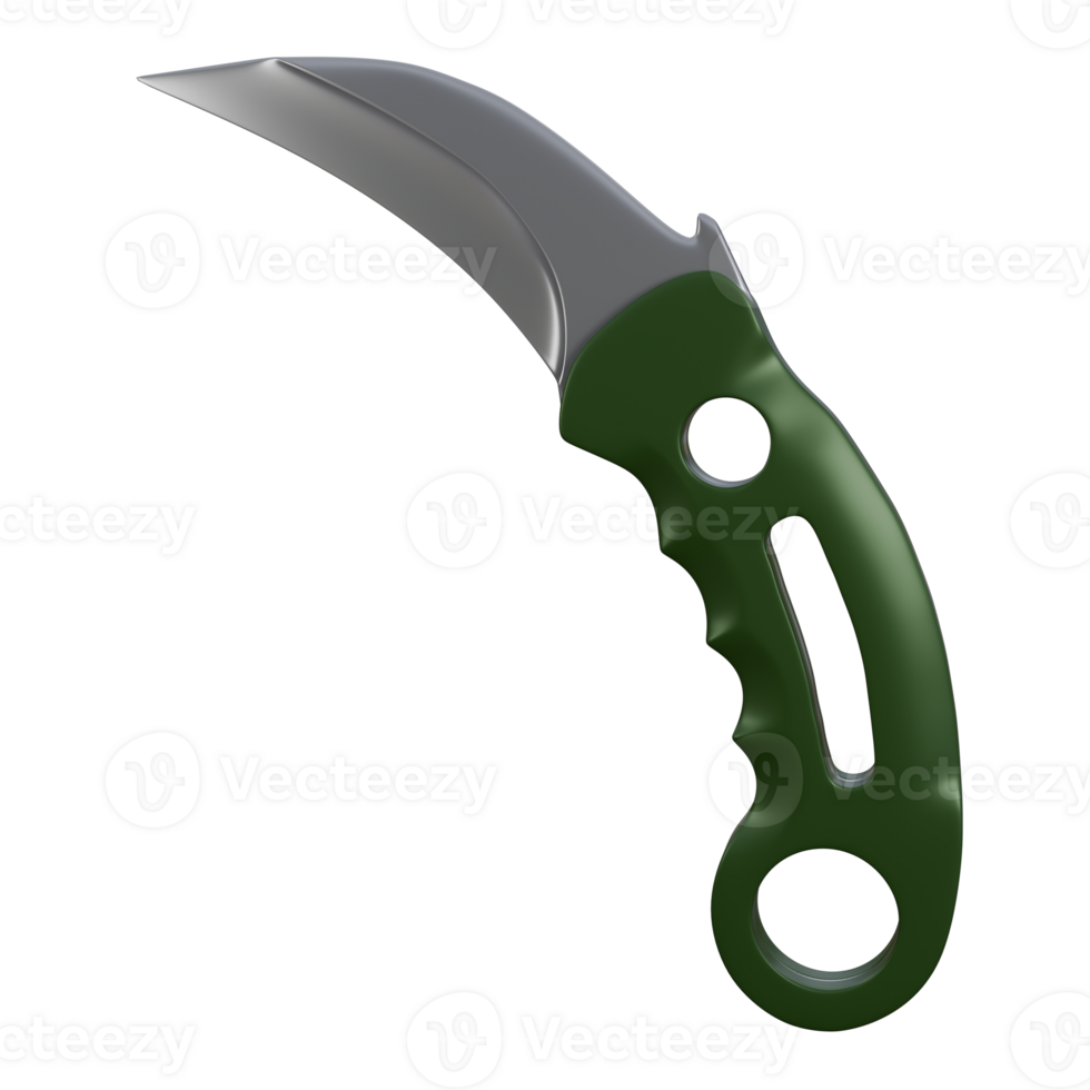 Warzone Inspired Karambit Knife 3D Concept for Close Combat, green karambit or traditional knife png