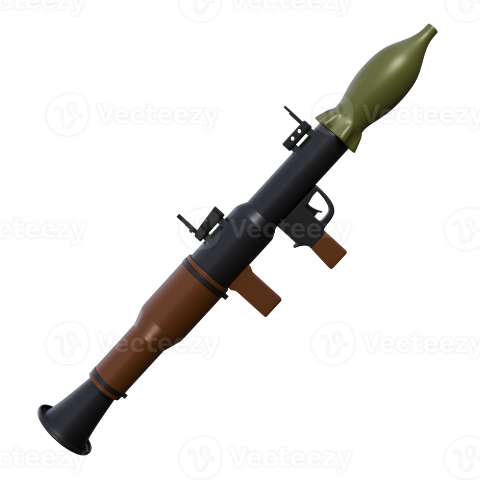 3d illustration of RPG-7, Powerful RPG-7 rocket launcher with rugged design, battlefield realism, perfect for military visuals png